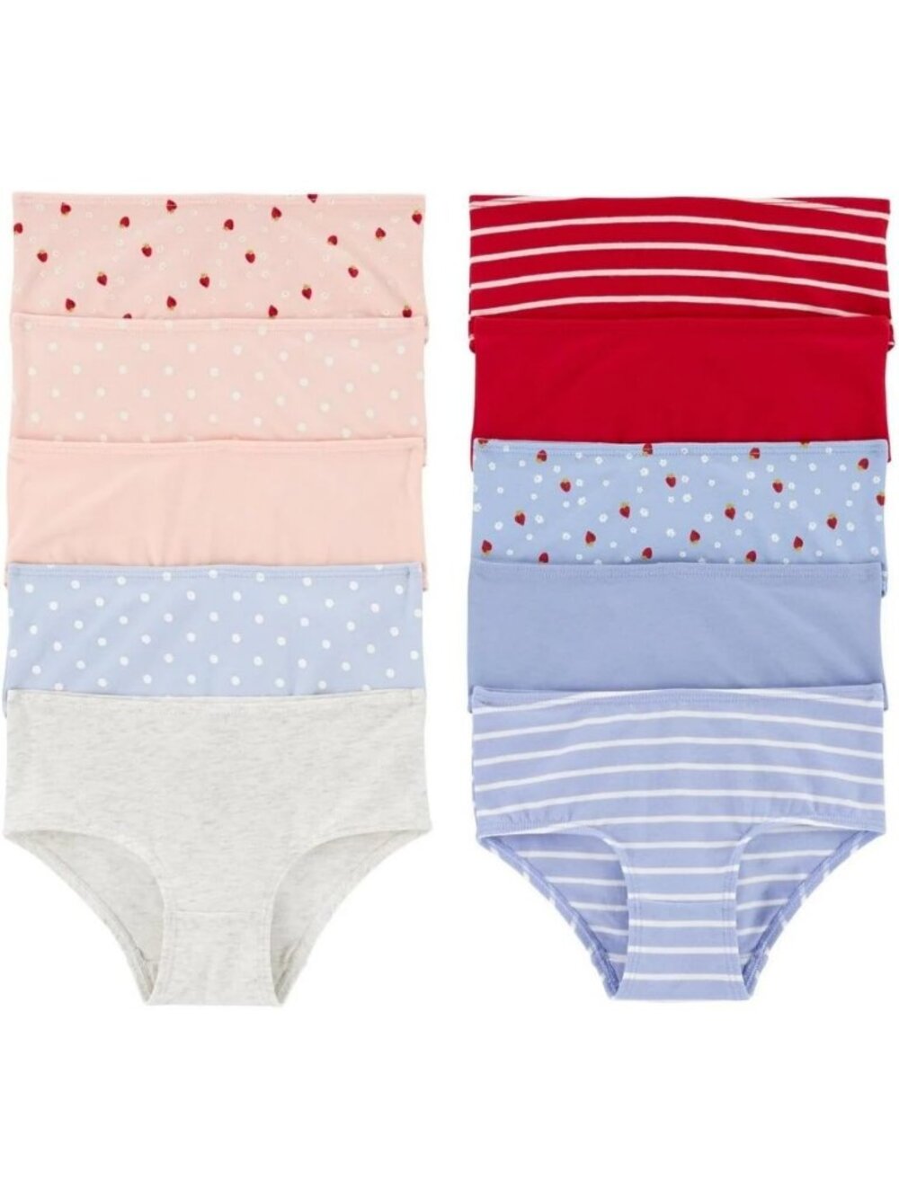 10-Pack Girls' Stretch Cotton Underwear - Soft, Comfortable, Breathable Panties